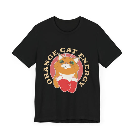 Polera Unisex Orange Cat Energy - The Raccoon Project